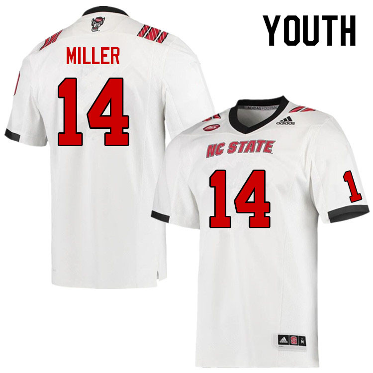 Youth #14 Dreshun Miller NC State Wolfpack College Football Jerseys Sale-White